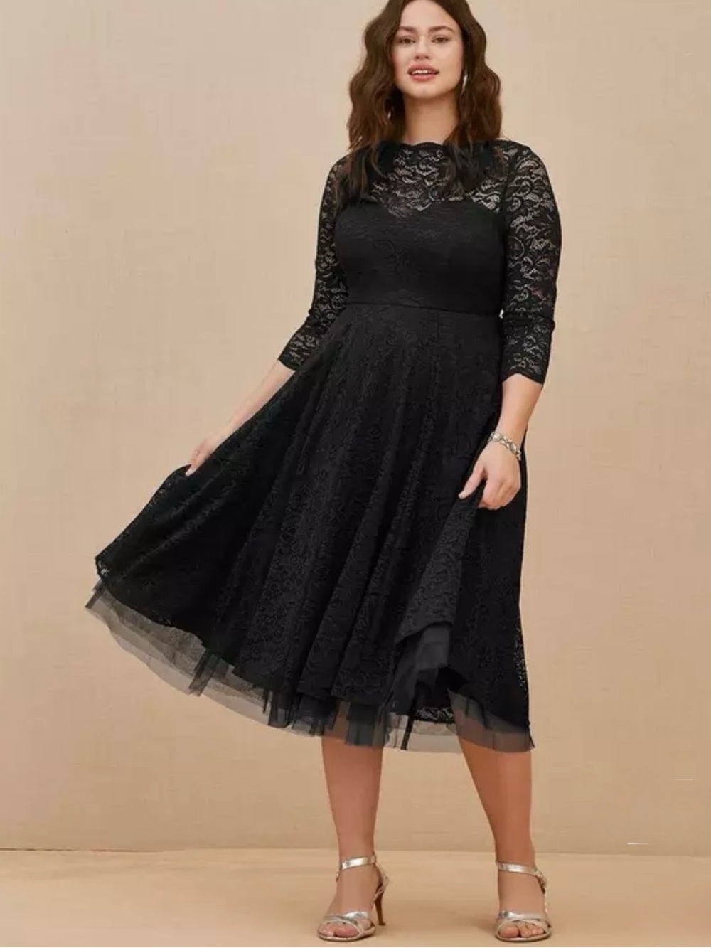 NWT Torrid Black Lace Illusion Midi Dress